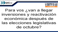 30 online B4: Va a haber inversin y reactivacin econmica despus de las elecciones lde Octubre?; con R. Bindi, C. Curci